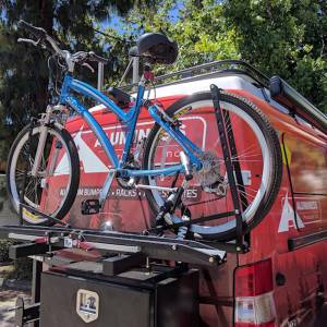 Aluminess - Aluminess 210005.5 Rear Bumper with Brush Guard and Bike Rack Swing Arm (8x170 Bolt Pattern) for Ford Econoline Van 1992-2014 - Image 2