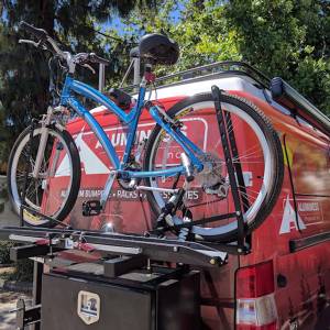 Aluminess - Aluminess 210005.3 Rear Bumper with Brush Guard and Bike Rack Swing Arm (8x6.5 Bolt Pattern) for Ford Econoline Van 1992-2014 - Image 2