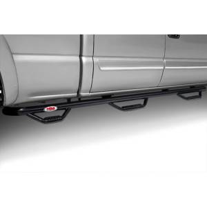 N-Fab - N-Fab C07105QC-6 Wheel to Wheel Nerf Bars with Bed Access for Chevy Silverado and GMC Sierra 1500/2500/3500 Quad Cab 2007-2010 - Gloss Black - Image 2