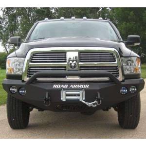 Road Armor - Road Armor 40804B Stealth Winch Front Bumper with Pre-Runner Guard and Round Light Holes for Dodge Ram 2500/3500/4500/5500 2010-2018 - Image 2