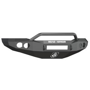 Road Armor 44064B-NW Stealth Non-Winch Front Bumper with Pre-Runner Guard and Round Light Holes for Dodge Ram 2500/3500/4500/5500 2006-2009