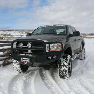 Road Armor - Road Armor 44065B Stealth Winch Front Bumper with Lonestar Guard and Round Light Holes for Dodge Ram 2500/3500/4500/5500 2006-2009 - Image 5
