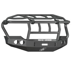 Road Armor 611403B Stealth Winch Front Bumper with Intimidator Guard and Round Light Holes for Ford F450/F550 2011-2016