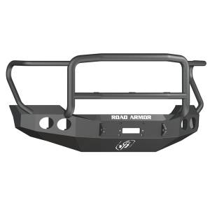 Road Armor 611405B Stealth Winch Front Bumper with Lonestar Guard and Round Light Holes for Ford F450/F550 2011-2016