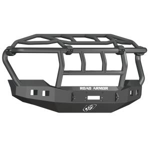 Road Armor 6114R3B Stealth Winch Front Bumper with Intimidator Guard and Square Light Holes for Ford F450/F550 2011-2016