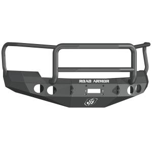 Road Armor 37205B Stealth Winch Front Bumper with Lonestar Guard and Round Light Holes for Chevy Silverado 2500 HD/3500 HD/3500 2008-2010