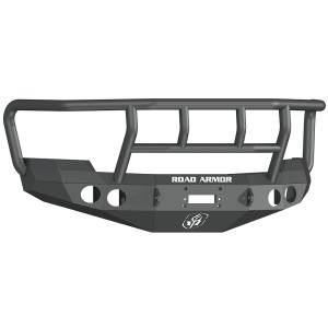 Road Armor 37202B Stealth Winch Front Bumper with Titan II Guard and Round Light Holes for Chevy Silverado 2500 HD/3500 HD/3500 2008-2010