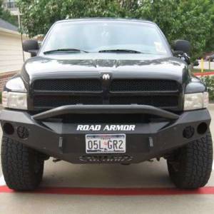 Road Armor - Road Armor 47004B Stealth Winch Front Bumper with Pre-Runner Guard and Round Light Holes for Dodge Ram 1500/2500/3500 1994-1996 - Image 2