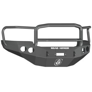 Road Armor 38405B Stealth Winch Front Bumper with Lonestar Guard and Round Light Holes for GMC Sierra 2500 HD/3500 HD 2011-2014