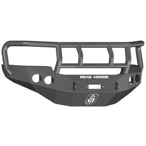 Road Armor 38402B Stealth Winch Front Bumper with Titan II Guard and Round Light Holes for GMC Sierra 2500 HD/3500 HD 2011-2014