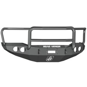 Road Armor 99031B Stealth Winch Front Bumper with Lonestar Guard and Round Lights Holes for Toyota Tundra 2007-2013