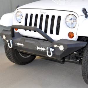 DV8 Offroad FBSHTB-07 Mid Length Winch Front Bumper with LED Light Holes for JeepWranglerJK/JL 2007-2019