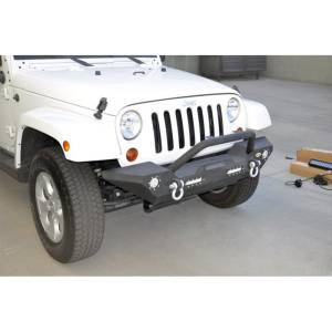 DV8 Offroad - DV8 Offroad FBSHTB-07 Mid Length Winch Front Bumper with LED Light Holes for JeepWranglerJK/JL 2007-2019 - Image 2
