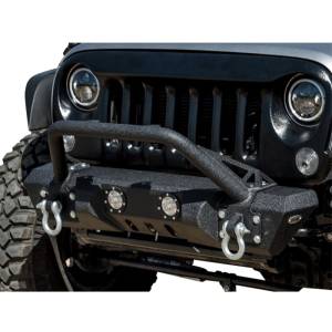 DV8 Offroad FBSHTB-11 Mid Length Winch Front Bumper with LED Light Holes for Jeep Wrangler JK 2007-2018