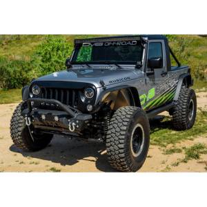DV8 Offroad - DV8 Offroad FBSHTB-11 Mid Length Winch Front Bumper with LED Light Holes for Jeep Wrangler JK 2007-2018 - Image 3