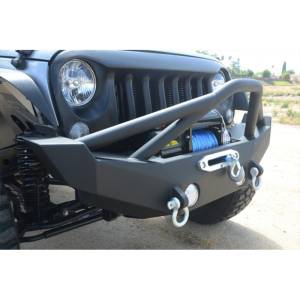 DV8 Offroad - DV8 Offroad FBSHTB-12 Mid Length Winch Front Bumper with Fog Light Holes for Jeep Wrangler JK 2007-2018 - Image 2
