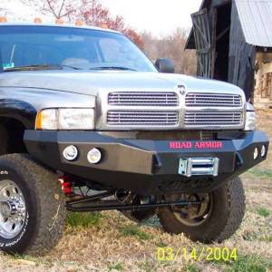 Road Armor - Road Armor 47000B Stealth Winch Front Bumper with Round Light Holes for Dodge Ram 1500/2500/3500 1994-1996 - Image 2