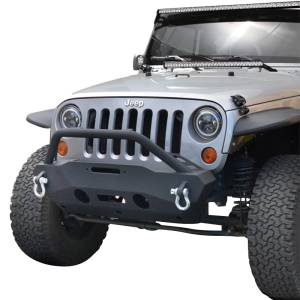DV8 Offroad - DV8 Offroad FBSHTB-16 Winch Front Bumper with Fog Lights Holes for Jeep Wrangler JK 2007-2018 - Image 1