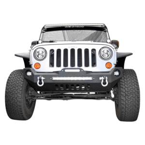 DV8 Offroad FBSHTB-17 Mid Length Winch Front Bumper with Fog Lights Holes for Jeep Wrangler JK 2007-2018