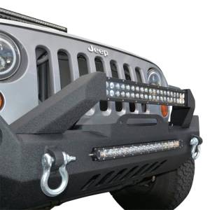 DV8 Offroad - DV8 Offroad FBSHTB-17 Mid Length Winch Front Bumper with Fog Lights Holes for Jeep Wrangler JK 2007-2018 - Image 2