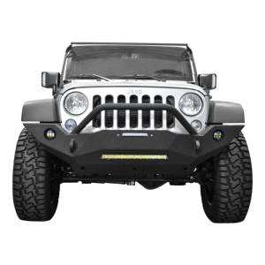 DV8 Offroad FBSHTB-18 Mid Length Winch Front Bumper with Fog Light Holes for Jeep Wrangler JK 2007-2018