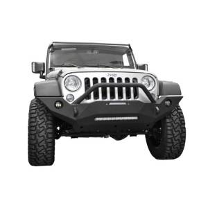 DV8 Offroad - DV8 Offroad FBSHTB-18 Mid Length Winch Front Bumper with Fog Light Holes for Jeep Wrangler JK 2007-2018 - Image 3