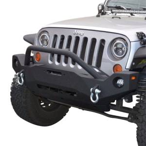 DV8 Offroad FBSHTB-19 Mid Length Winch Front Bumper with Fog Light Holes for Jeep Wrangler JK 2007-2018