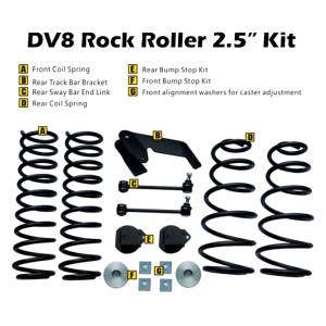 DV8 Offroad - DV8 Offroad RR25JK-01SE 2.5" Front and Rear Rock Roller Lift Kit for Jeep Wrangler JK 2007-2018 - Image 3
