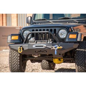 Expedition One - Expedition One TJFB100_H_PC Trail Series Winch Front Bumper with Hoop for Jeep Wrangler TJ 1997-2006 - Textured Black - Image 3