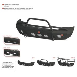 Bodyguard - Bodyguard ACT07AFRG Traditional Sport Front Bumper Factory fog cutouts Standard skid plate Gloss Black Toyota Tundra 2007-2013 - Image 2