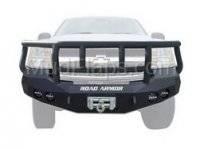 Bumpers - Road Armor Bumpers - Front Stealth Bumper with Winch Mount Titan II Brush Guard Satin Black