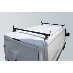 Vantech H3311B Black 2 Bar 8" wide Base System with A03 Side supports Black Steel & Aluminum Dodge Sprinter w/ track 2007-2012