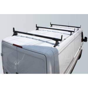 Vantech H3312B Black 3 Bar 8" wide Base System with A03 Side supports Black Steel & Aluminum Dodge Sprinter w/ track 2007-2012