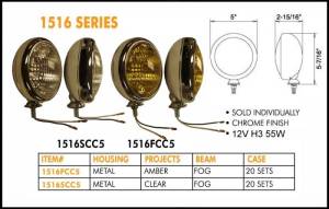 Eagle Eye Lights 1516FCC5 5" Chrome 12V 55W Fog Amber Round Slim Off Road Light Each