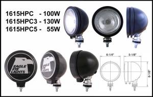 Eagle Eye Lights 1615HPC 6" Black 12V 100W Spot Clear Round Halogen Off Road Light with ABS Cover Each