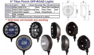 Eagle Eye Lights 1630NW-N 6" Steel with TITAN FINISH 12V 100W Superwhite Driving Round Halogen Off Road Light with Grille Guard 320F Wiring Set