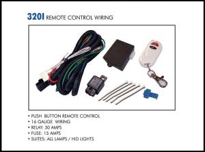 Eagle Eye Lights 320I PUSH BUTTON REMOTE CONTROL Wiring Kit for 2 Lights Pre-Assembled Wiring 16 Gauge Wiring 30 AMP Relay Kit