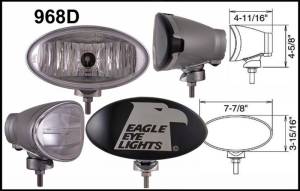Eagle Eye Lights 968D Silver 8" Aluminum DieCast 12V 100W Superwhite Driving Clear Oval Halogen Off Road Light with ABS Cover Set