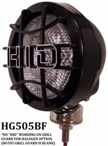 Eagle Eye Lights HG505BF 4 31/32" Black 12V 100W Superwhite Flood Clear Round Halogen Off Road Light with Grille Guard Each